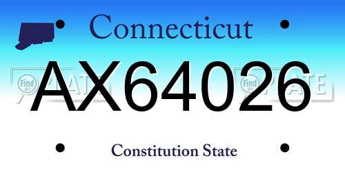 AX64026 Connecticut License Plate