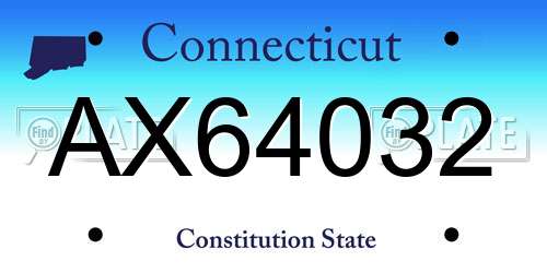 AX64032 Connecticut License Plate