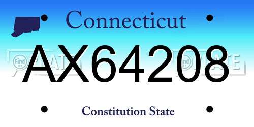 AX64208 Connecticut License Plate