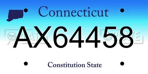 AX64458 Connecticut License Plate
