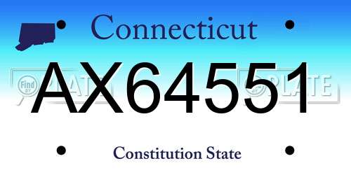 AX64551 Connecticut License Plate