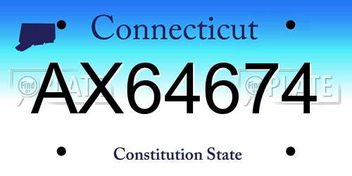 AX64674 Connecticut License Plate