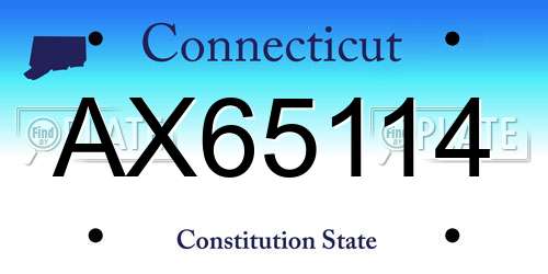 AX65114 Connecticut License Plate