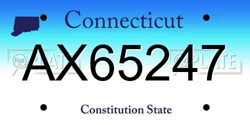 AX65247 Connecticut License Plate
