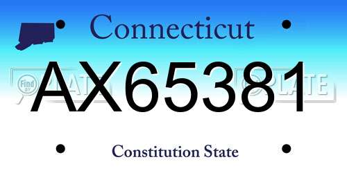 AX65381 Connecticut License Plate