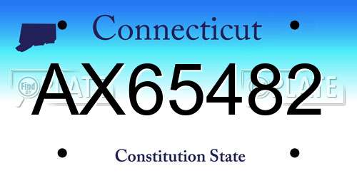 AX65482 Connecticut License Plate