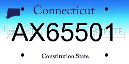 AX65501 Connecticut License Plate