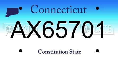 AX65701 Connecticut License Plate