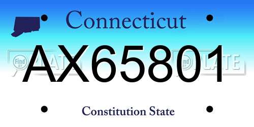 AX65801 Connecticut License Plate