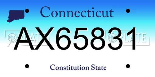 AX65831 Connecticut License Plate