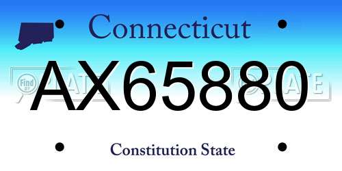 AX65880 Connecticut License Plate