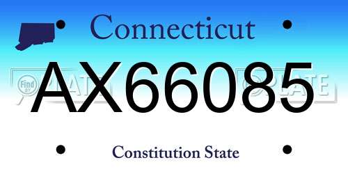 AX66085 Connecticut License Plate
