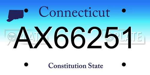 AX66251 Connecticut License Plate