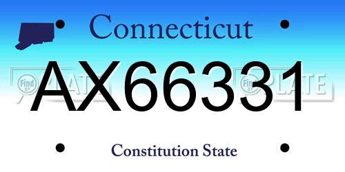 AX66331 Connecticut License Plate