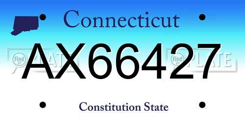 AX66427 Connecticut License Plate