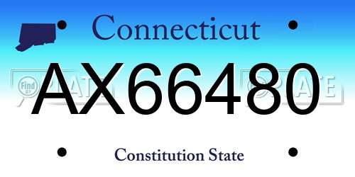 AX66480 Connecticut License Plate