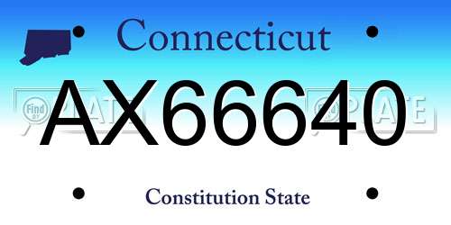AX66640 Connecticut License Plate