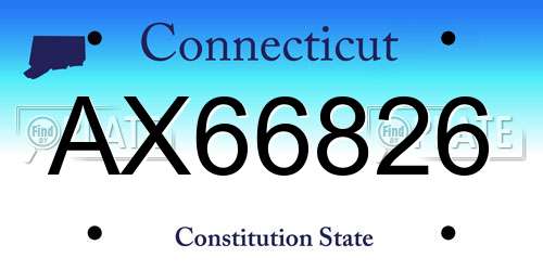 AX66826 Connecticut License Plate