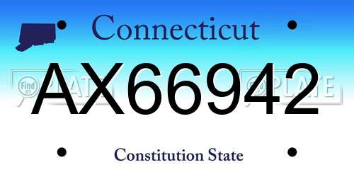 AX66942 Connecticut License Plate