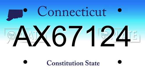 AX67124 Connecticut License Plate