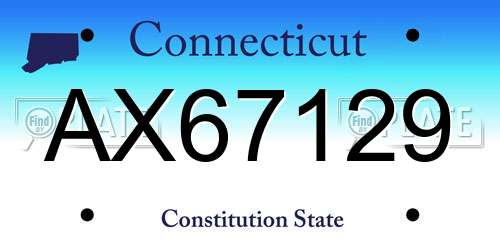 AX67129 Connecticut License Plate