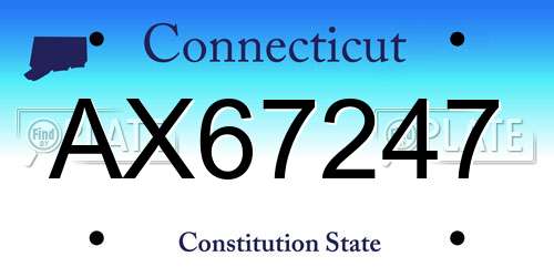 AX67247 Connecticut License Plate