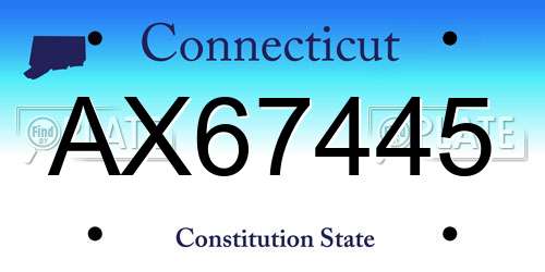AX67445 Connecticut License Plate