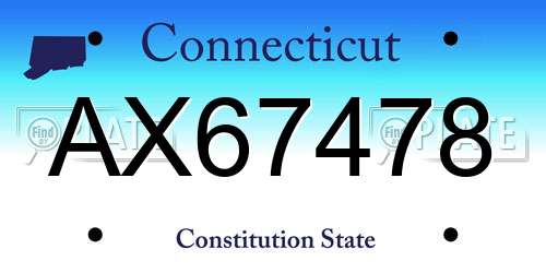 AX67478 Connecticut License Plate