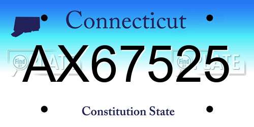 AX67525 Connecticut License Plate