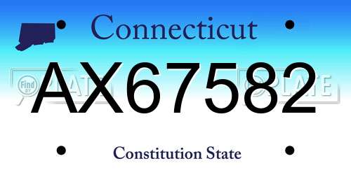 AX67582 Connecticut License Plate