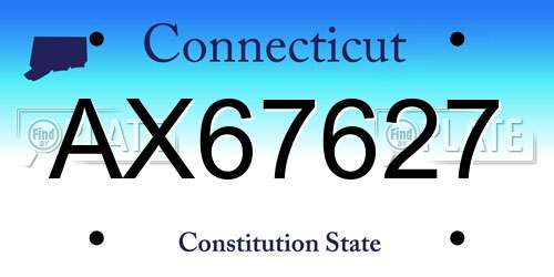 AX67627 Connecticut License Plate