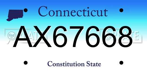 AX67668 Connecticut License Plate