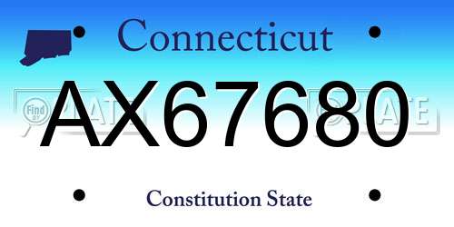 AX67680 Connecticut License Plate