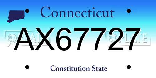 AX67727 Connecticut License Plate