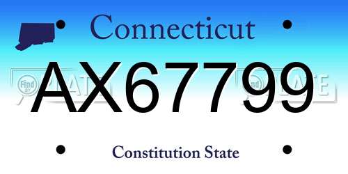 AX67799 Connecticut License Plate