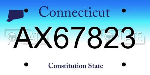 AX67823 Connecticut License Plate