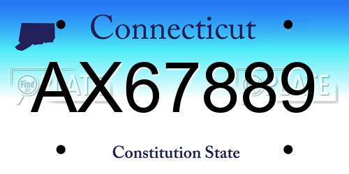 AX67889 Connecticut License Plate