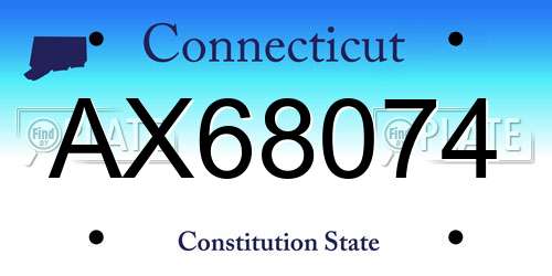 AX68074 Connecticut License Plate