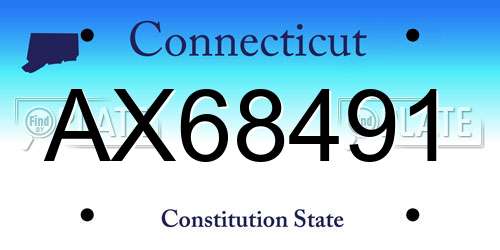 AX68491 Connecticut License Plate