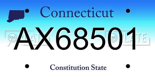 AX68501 Connecticut License Plate