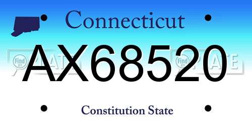 AX68520 Connecticut License Plate
