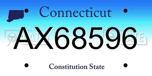 AX68596 Connecticut License Plate