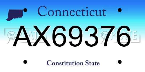 AX69376 Connecticut License Plate