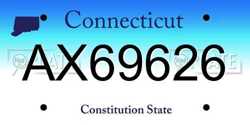 AX69626 Connecticut License Plate