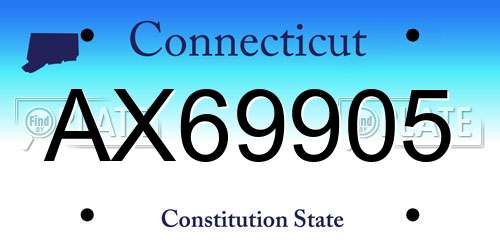 AX69905 Connecticut License Plate