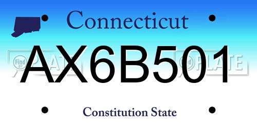 AX6B501 Connecticut License Plate