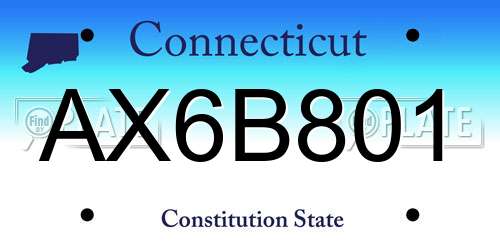 AX6B801 Connecticut License Plate