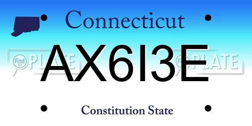 AX6I3E Connecticut License Plate