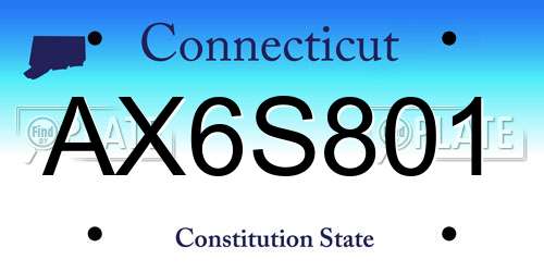 AX6S801 Connecticut License Plate