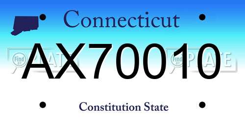 AX70010 Connecticut License Plate